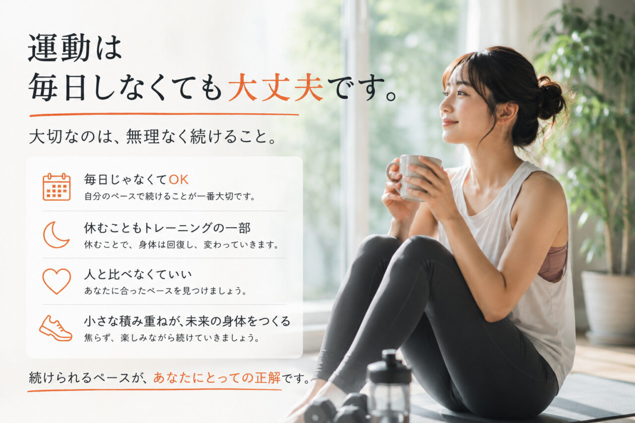 運動は毎日しなくても大丈夫です。(ダイエット専門高円寺パーソナルトレーニング ジム)の画像